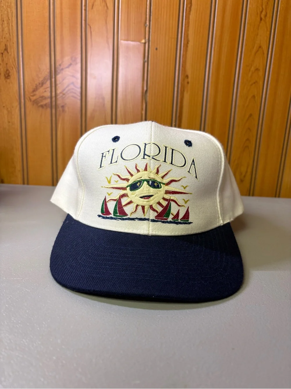 Florida Sun Embroidered Two-Tone Cap - White & Navy